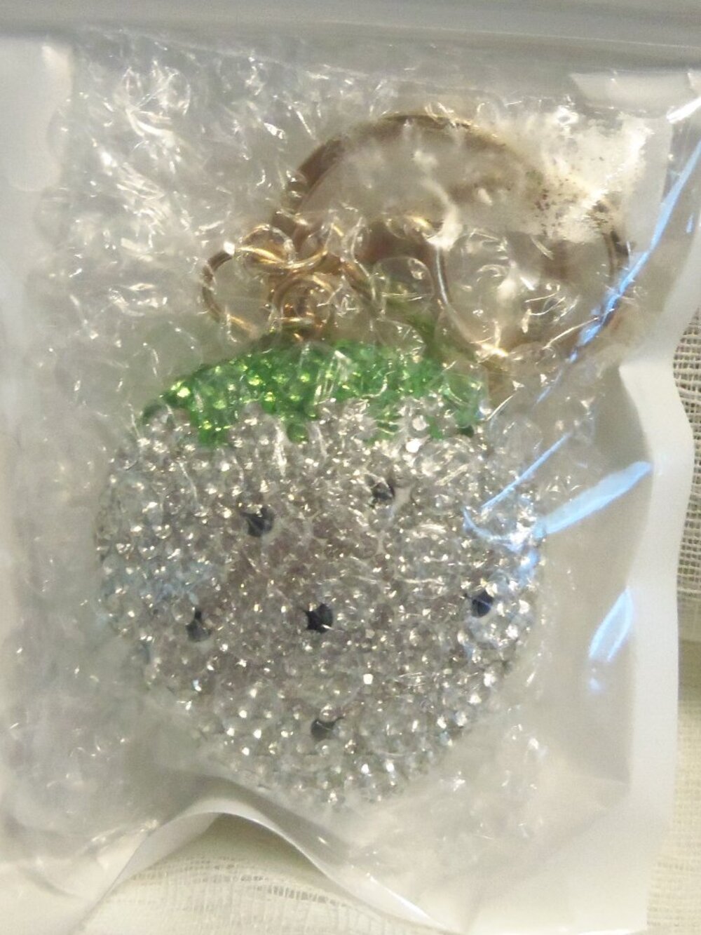 Silver Strawberry Purse Charm
